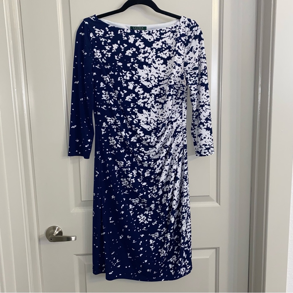 Lauren Ralph Lauren Floral Navy and White Dress